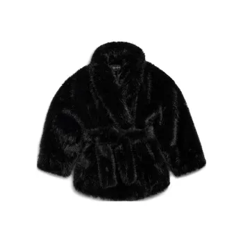 Balenciaga SS25 Velvet-feel Coat Loose Fit Style Women's Black