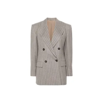 Brunello Cucinelli Striped Double Breasted Jacket