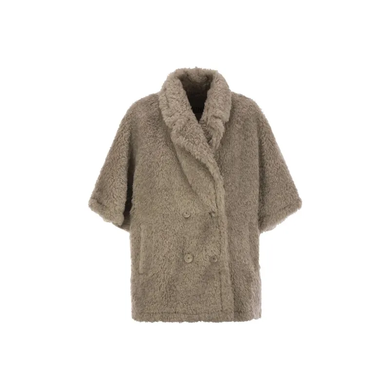 HERNO Double Breasted Faux Shearling Jacket-0