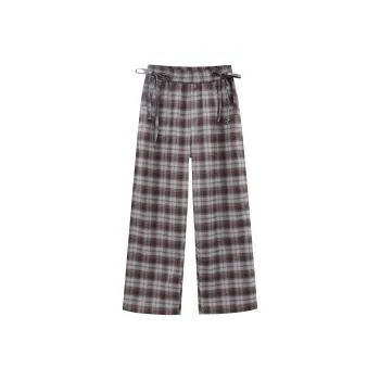 FPMZ Casual Pants Women's Blue Brown Plaid