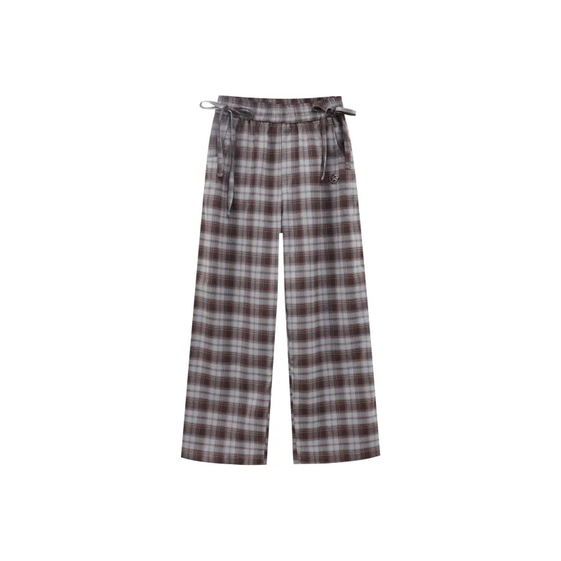 FPMZ Casual Pants Women's Blue Brown Plaid-0