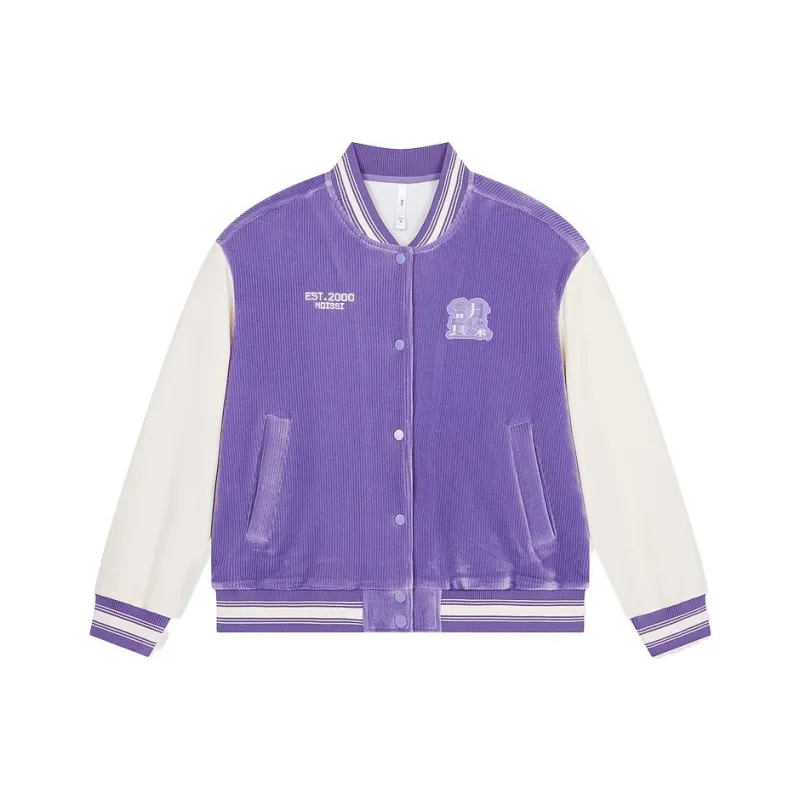 QIAODAN Baseball Jacket Women's Lavender Purple/Cream White-0