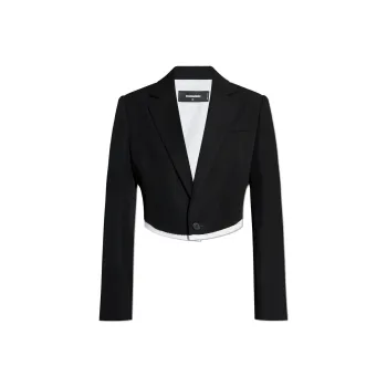DSQUARED 2 Single Breasted Raw Edge Cropped Blazer