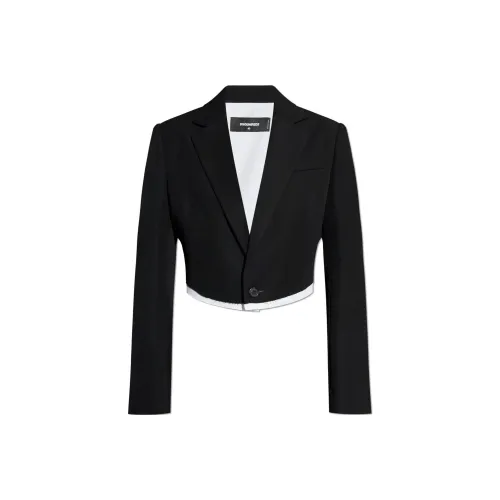 DSQUARED 2 Single Breasted Raw Edge Cropped Blazer