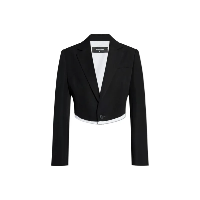 DSQUARED 2 Single Breasted Raw Edge Cropped Blazer-0