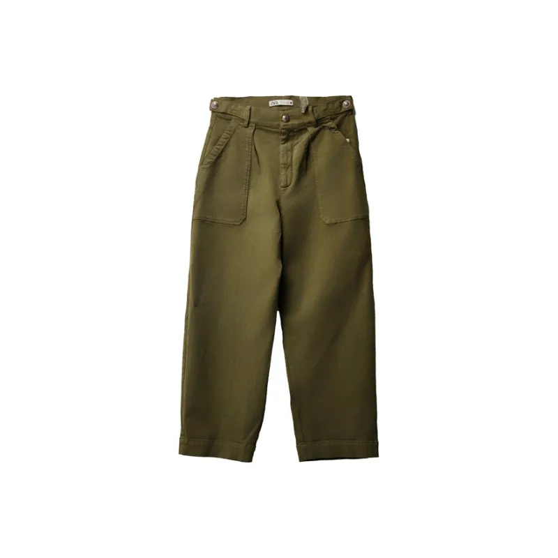 ZARA Casual Pants Women's Army Green-0