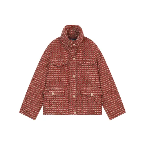 ELF SACK Down Jacket Women's Red Plaid Color