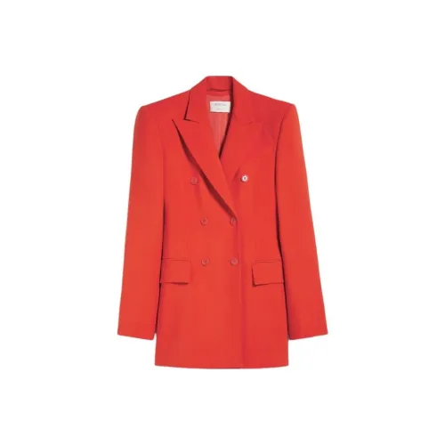 SportMa Vischio Collection Double-Breasted Stretch Wool Blazer Business Suits Coats Women's Red