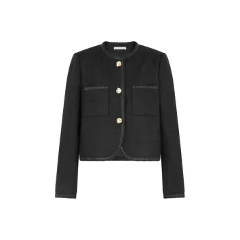MEIYANG Cropped Coat Women's Elegant Black