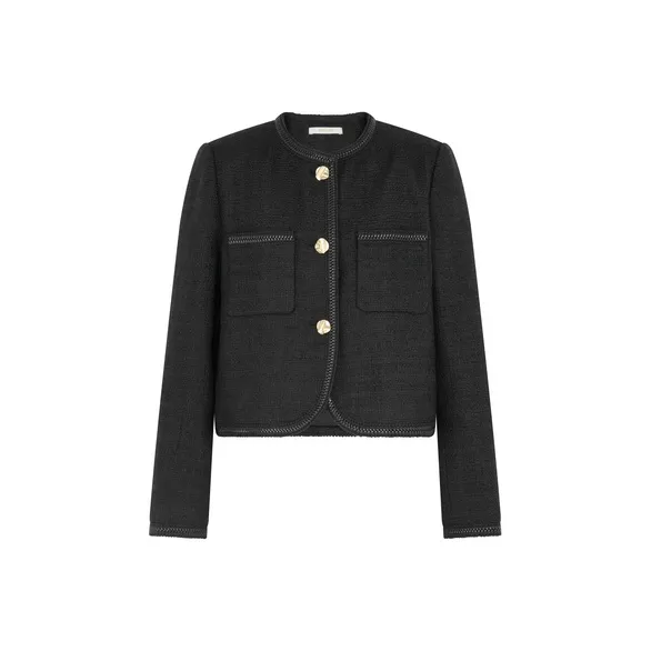 MEIYANG Cropped Coat Women's Elegant Black-0