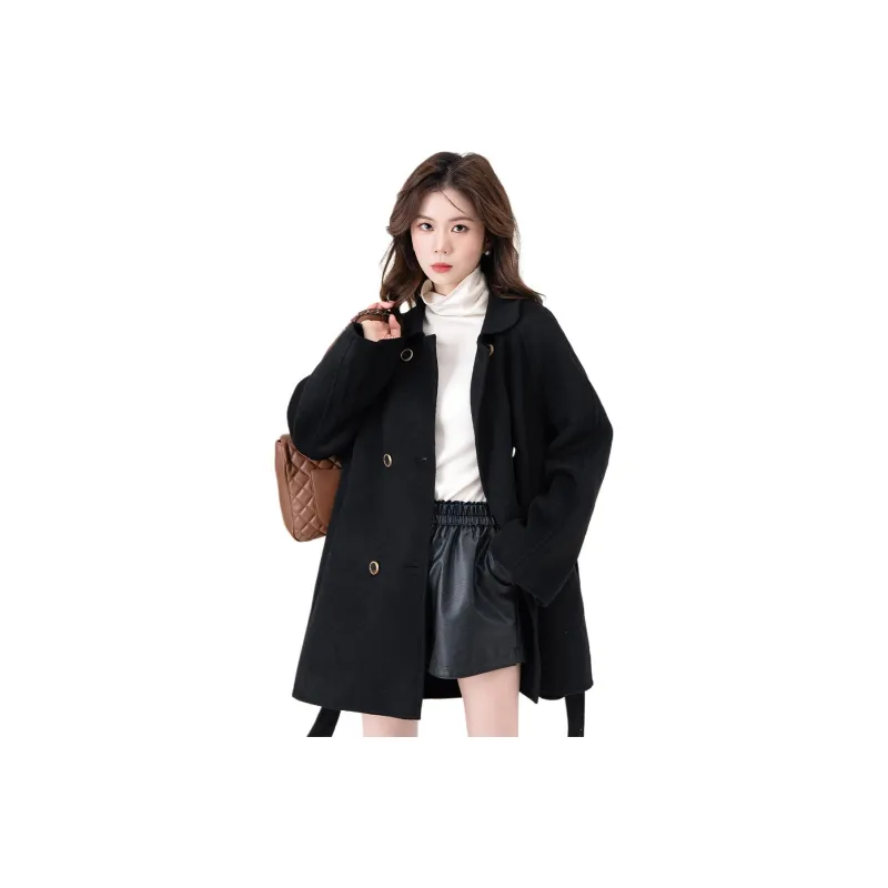 BALENO Double Sided Premium Wool Mid Length Coat With Thermal Thickening, Fashionable Woolen Texture Winter Women's-0