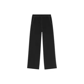 GANNI Frayed Edge Logo Embroidered Track Pants