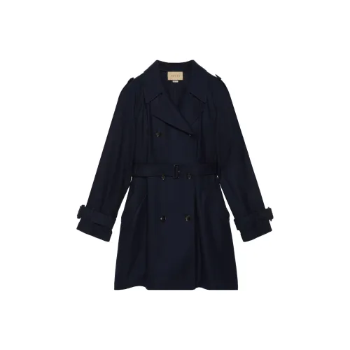 GUCCI Trench Coats Women's Navy