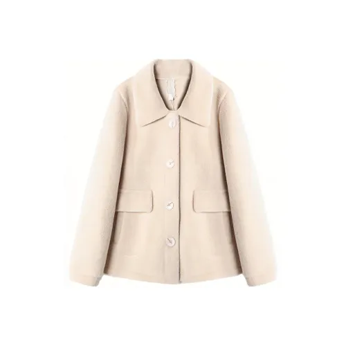 Still Quiet Velvet feel Coat Women's Milk Tea