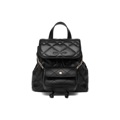 MEXICAN Polyurethane Backpack Regular Women's Black/Ecru