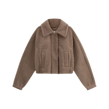 CALVIN KLEIN Cropped Coat Women's Earth Brown