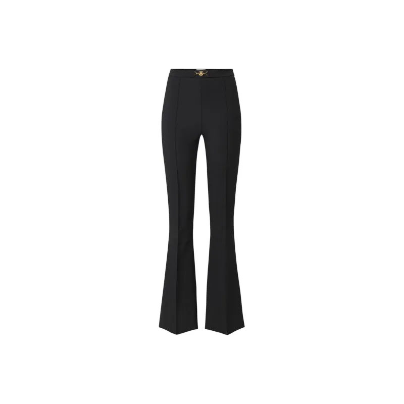Elisabetta Franchi Horsebit Stretch Crepe Palazzo Trousers-0
