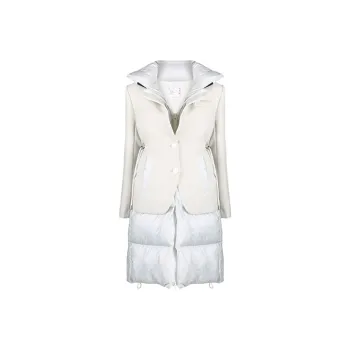 Sacai FW21 Solid Color Lapel Mid-Length Puffer Jacket Women's White