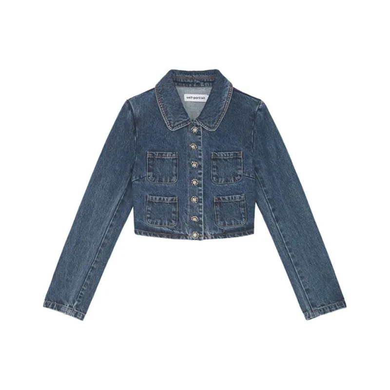 Self portrait Denim Jacket Women's Denim Blue-0