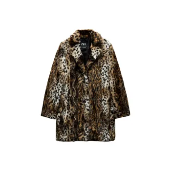 ZARA ZW Series Coats Women's Leopard Print