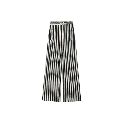 REAL EASY Casual Pants Women's Black White Stripes