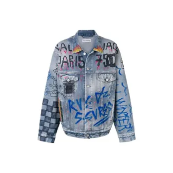 Balenciaga Denim Jacket Loose Fit Women's Blue