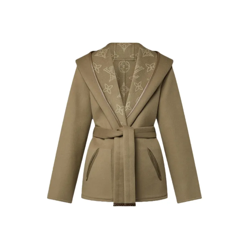 LOUIS VUITTON Reversible Signature Short Hooded Wrap Coat-0