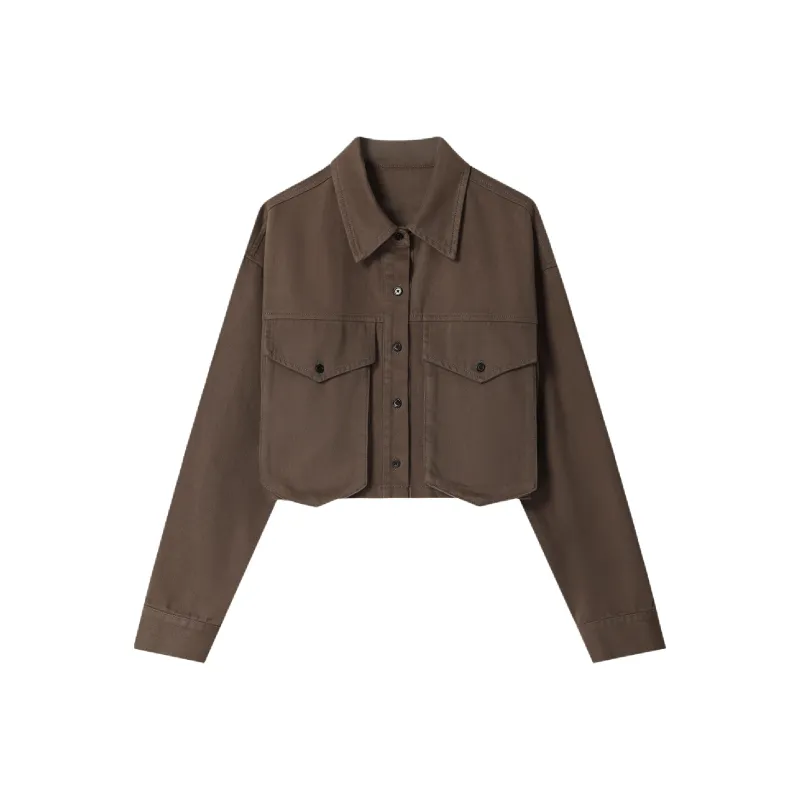 THE SEA LIFE Cropped Coat Women's Red Coffee-0
