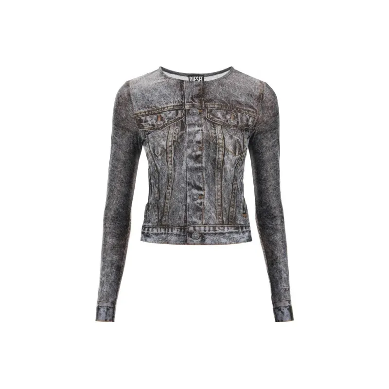 DIESEL Denim Jackets Women's Gray-0