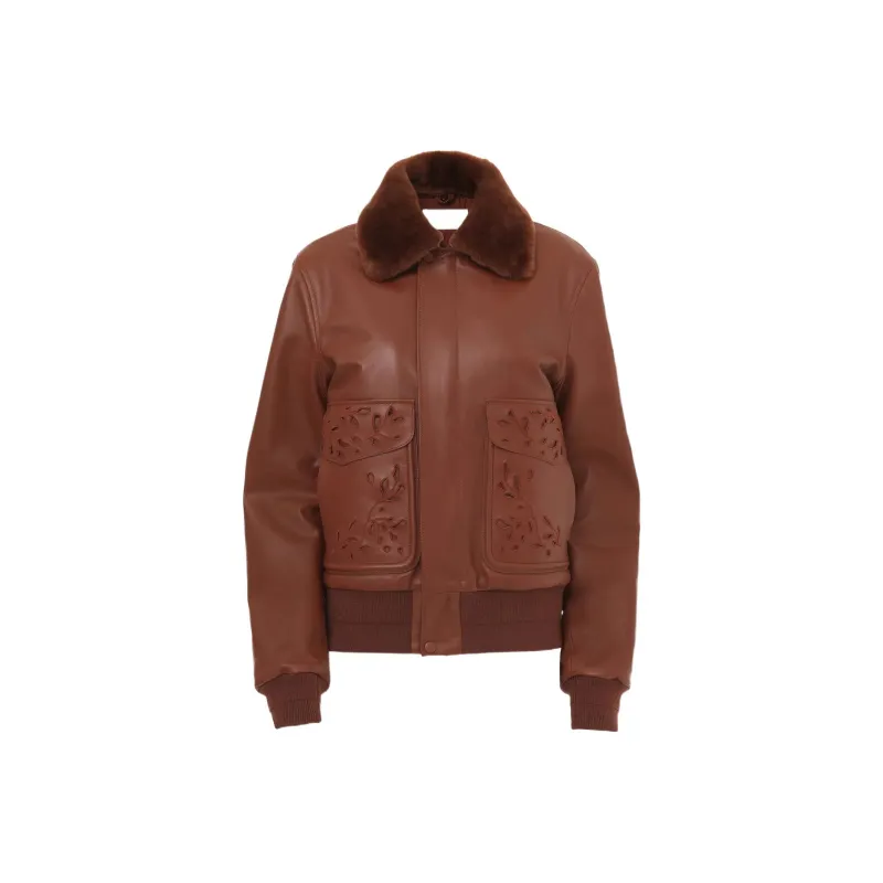 Chloé Leather Jackets Women's Brown-0
