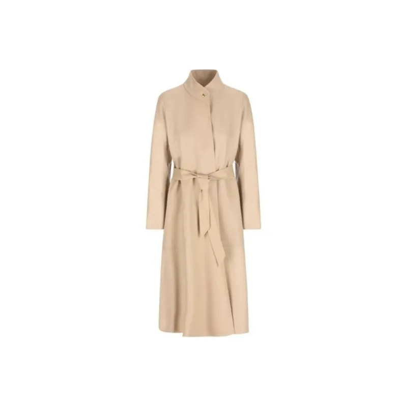 Loro Piana Belted Collarless Long Coat-0