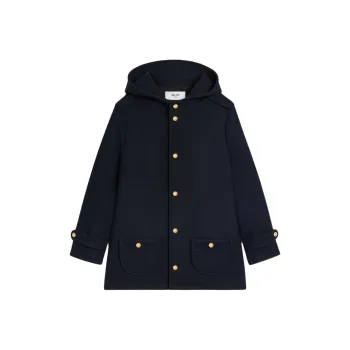 CELINE Hooded Triomphe Coat In Wool Felt