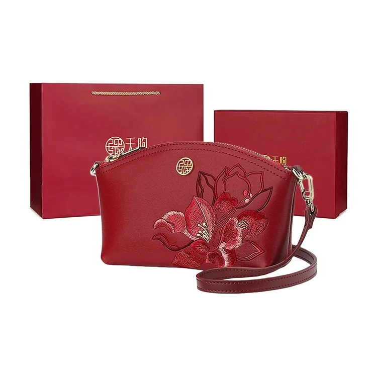 Pmsi Cow Leather Shoulder Bag Trumpets Women's Red-0
