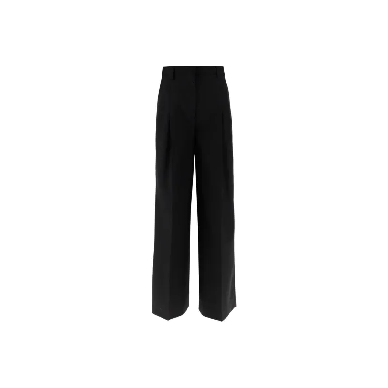 Burberry Pleated Wide leg Wool Trousers-0