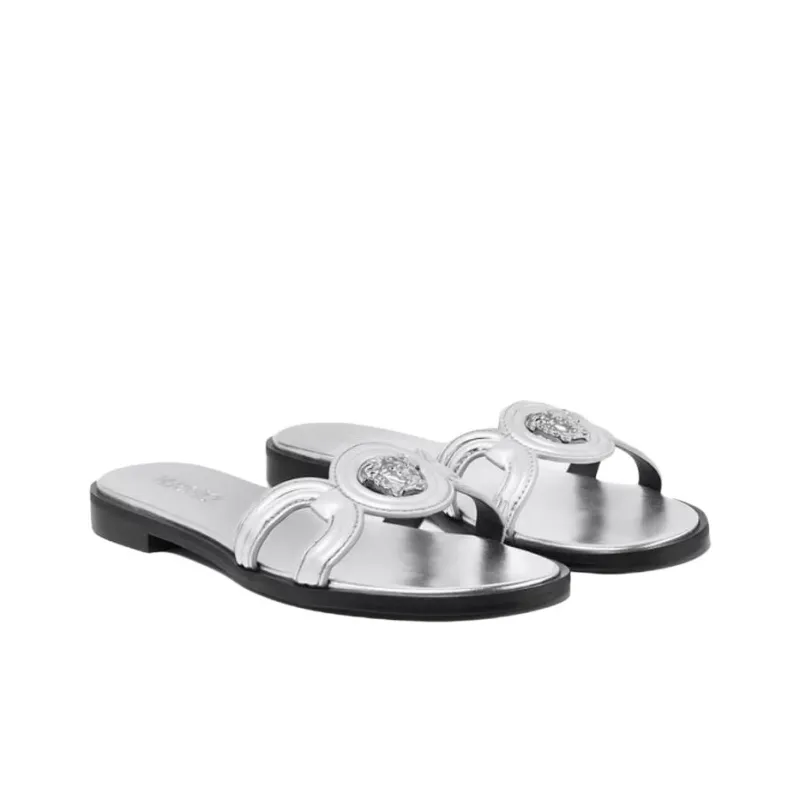 VERSACE Medusa '95 Quick Dry Slide Slippers Women's Silver-2