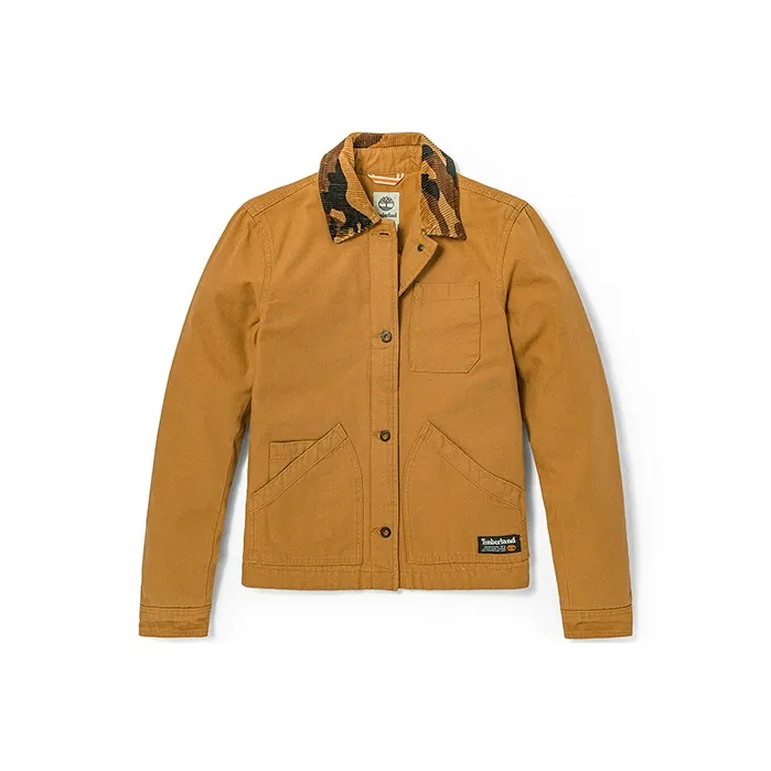 Timberland Camouflage Lapel Loose Fit Puffer Jacket Women's Wheat-0