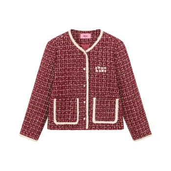 CHUU Coats Women's Red Plaid