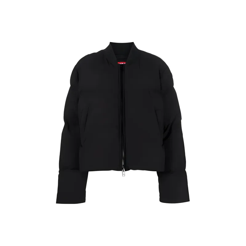 DIESEL Women's W Oluch Puffer Jacket With Oval D Patch Black-0