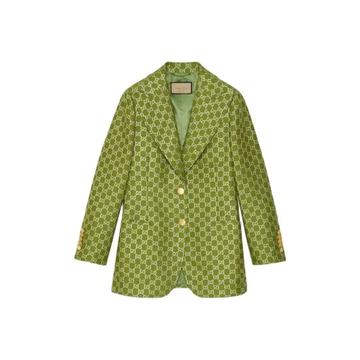 GUCCI Wool Lame Jacket 'Light Green/Silver'-0