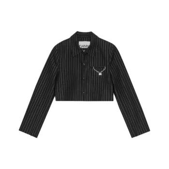 GANNI Striped Cropped Jacket