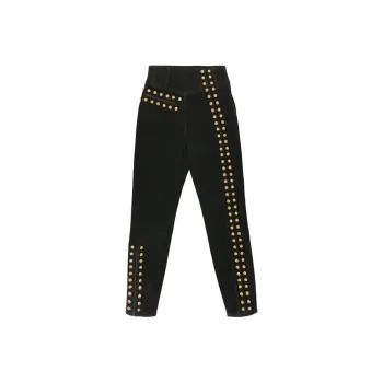 GUCCI Coated Denim Pant With Studs Black/Gold