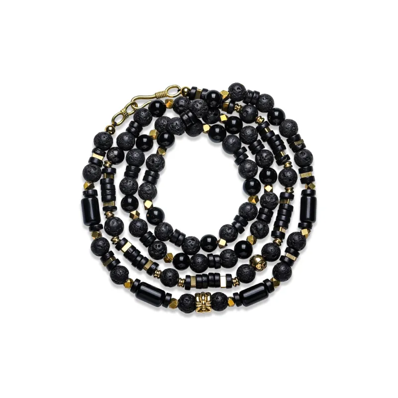 Cuud Natural Obsidian Bracelets Men's-0