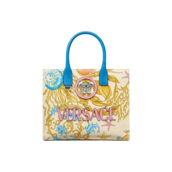 FANSIZHE Barocco Cotton Tote Bag, Shopping Bag, Handbag Trumpets Women's Blue & Yellow