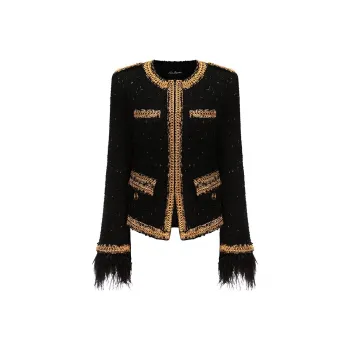 NANA JACQUELINE Cropped Coats Women's Black Gold