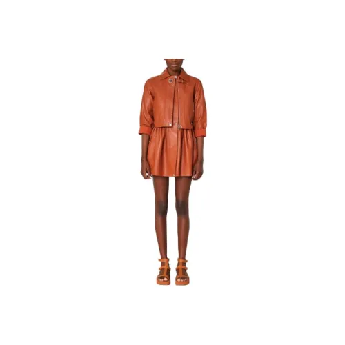 HERMES Cropped Coats Women's Orange