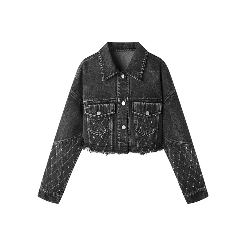 Pit Cropped Coats Women's Gray-0