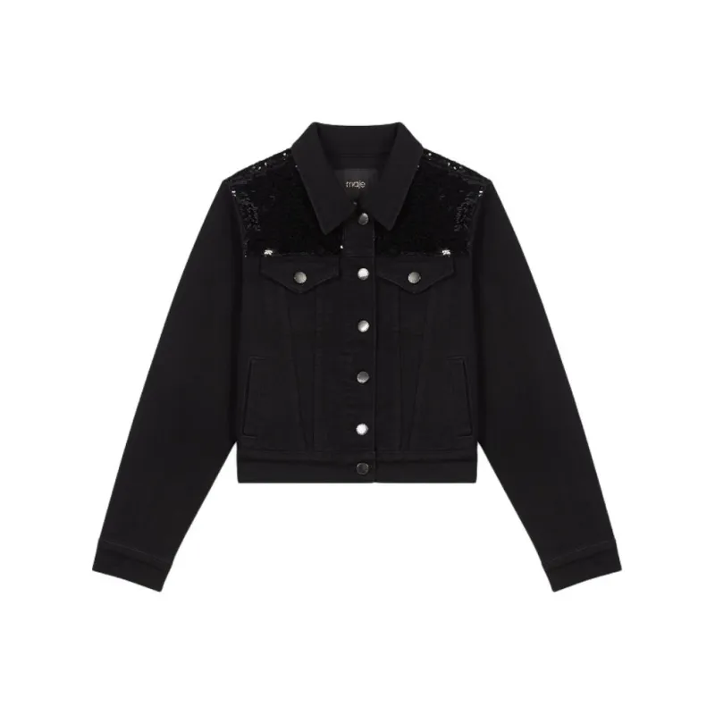 Maje Denim Jacket Women's Black-0