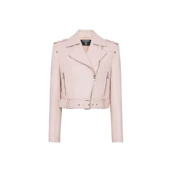 BALMAIN Cropped Leather Biker Jacket