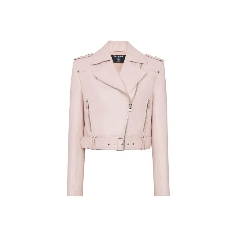 BALMAIN Cropped Leather Biker Jacket-0
