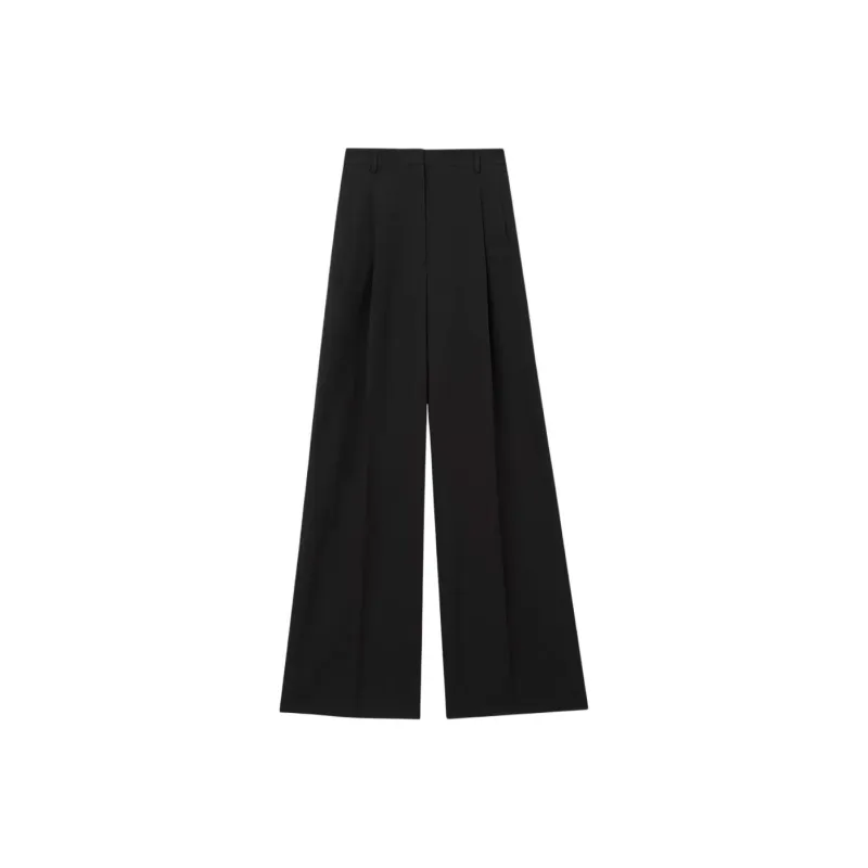 Burberry Double Pleated Wide Leg Trousers 'Black'-0